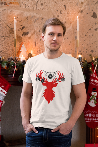 Kalėdiniai marškinėliai su piešiniu ŠIAURĖS ELNIAS, 2 spalvos