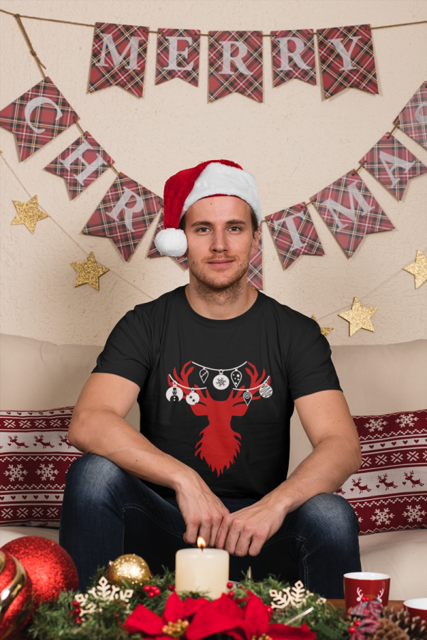 Kalėdiniai marškinėliai su piešiniu ŠIAURĖS ELNIAS, 2 spalvos