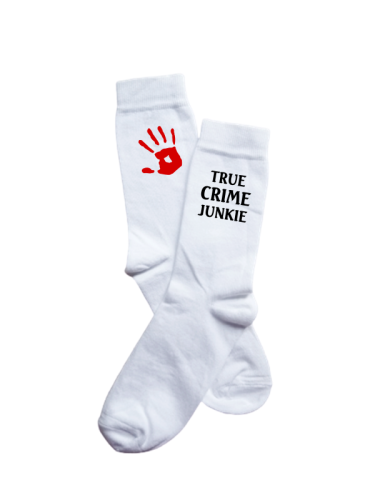 Kojinės su užrašu TRUE CRIME JUNKIE, 2 spalvos