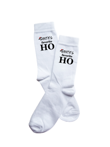 Kalėdinės kojinės su užrašu SANTA'S FAVORITE HO, 2 spalvos